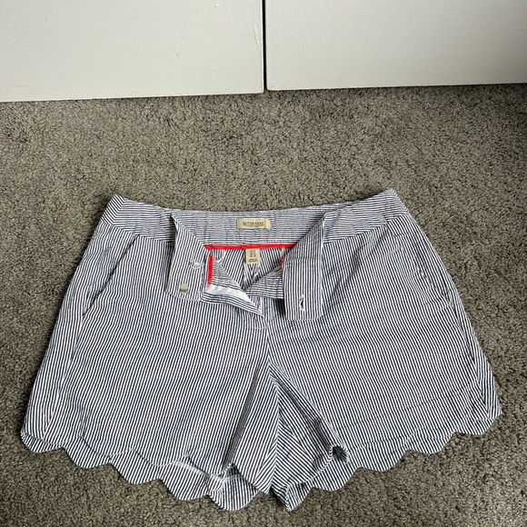 British Khaki Pants - British Khaki Navy Striped High Waist Shorts